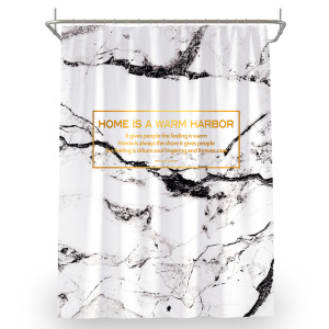 北欧风ins大理石浴帘洗手间防水布隔断帘子卫生间挂帘套装免打孔