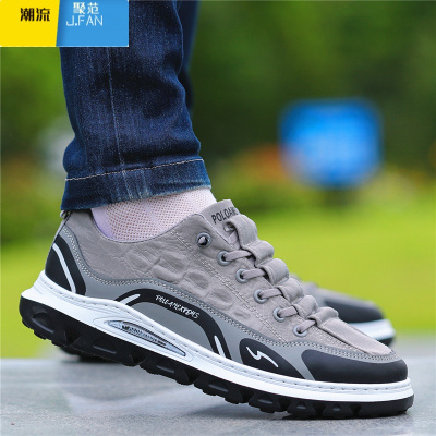 聚范男款休闲鞋秋季薄款男鞋冰丝布透气耐磨轻便布面工作软底运动鞋男