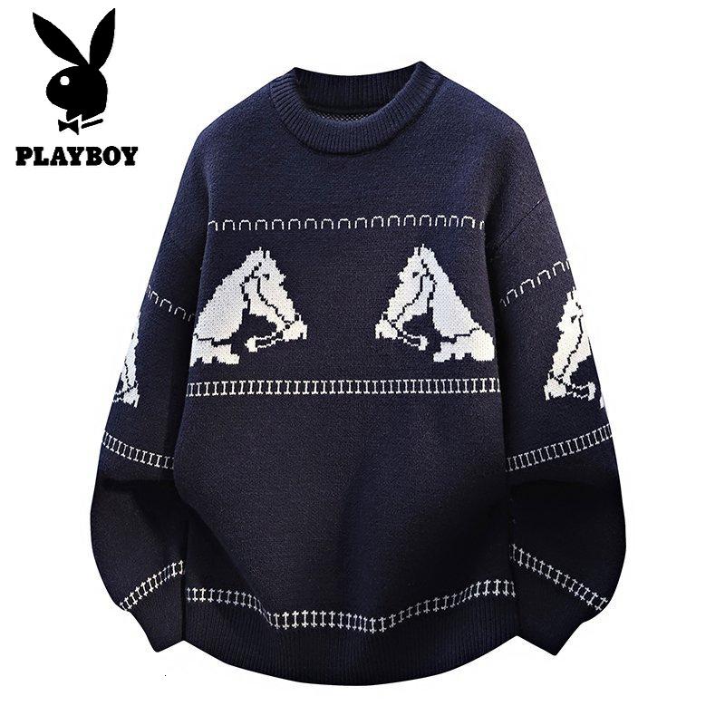 花花公子新款高品质[新款]2025年秋冬款圆领针织毛衣男