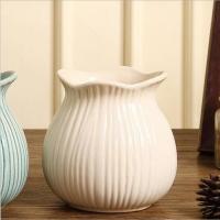美式乡村轻奢陶瓷花瓶客厅工艺品摆件新房餐厅电视柜装饰插花花器 三维工匠 白色花瓶+4束白色金边玫
