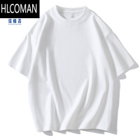 HLCOMAN短袖T恤男宽松白色圆领基础款半袖情侣打底衫女t