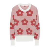 高田贤三(Kenzo)女运动针织衫圆领带图案撞色边宽松百搭休闲长袖