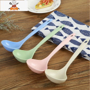 小麦秸秆汤勺家用长柄盛粥勺厨房厨具塑料加厚大号稀饭勺子 敬平 北欧粉一个装