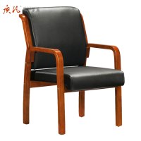 质凡办公椅子培训椅实木职员电脑椅四脚椅靠背椅橡木耳朵椅带扶手