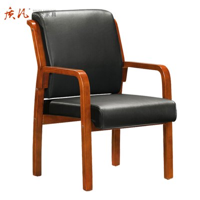质凡办公椅子培训椅实木职员电脑椅四脚椅靠背椅橡木耳朵椅带扶手
