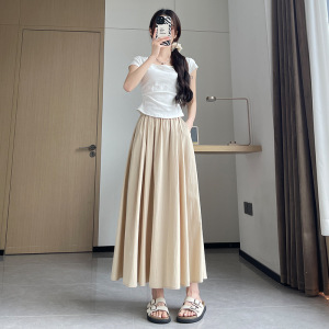 半身裙女2026新款夏季薄款高腰a字显瘦伞裙百褶长裙小个子山本裙