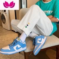 七斓2023新款休闲裤男士宽松直筒日系排扣港风ins韩版潮流九分裤