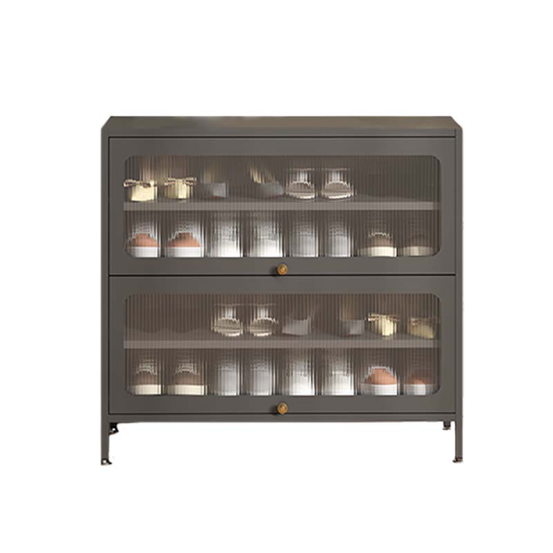 汉诺鑫威家用门口鞋柜室内入户储物柜一体翻门钢制2门4层80宽-灰