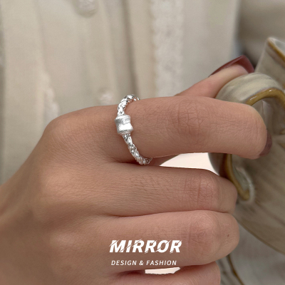 925纯银麻花链条戒指女指环尾戒小众设计简约时尚高级感潮送女朋友老婆情人节七夕生日礼物