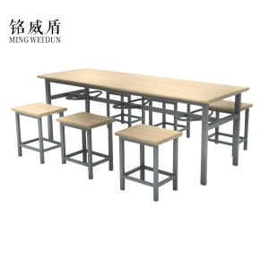 铭威盾冷轧钢六人餐桌学生食堂公司职员户外桌椅组合1600*600*750