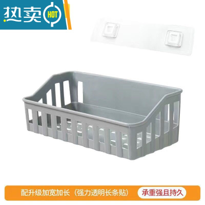 敬平浴室卫生间置物架免打孔厕所洗漱台洗手间墙上壁挂式洗澡收纳篮子 加厚灰色2个(含毛巾杆)浴室置物架