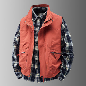 JPDUN春秋户外钓鱼马甲男士多口袋宽松背心工装坎肩外套印花工作服