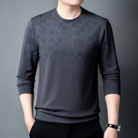 秋季新款长袖卫衣中青年男士圆领休闲上衣T恤宽松印花男装打底衫
