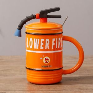 创意马克杯陶瓷杯子搞怪趣味灭火器热水杯子带盖情侣款高颜值个性8138R