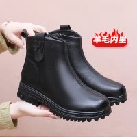 中年棉靴羊毛雪地靴24新款冬季真皮妈妈鞋软底舒适棉鞋女保暖棉鞋