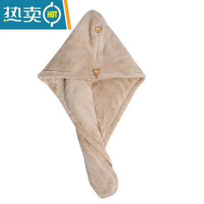 敬平双层加厚干发帽女吸水擦长头发速干成人学生儿童包头毛巾可爱 杏色单层