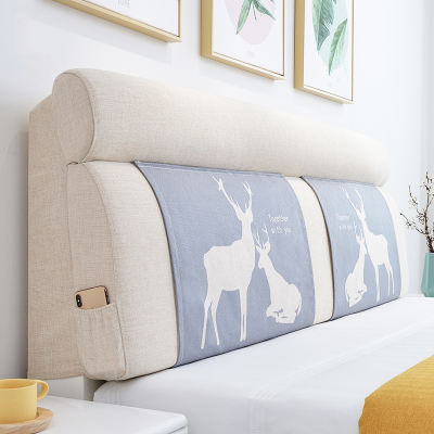 添福运 棉麻床头靠垫榻榻米贴墙软包双人大靠背免洗床头罩北欧自粘靠背床头软包双人榻榻米棉麻靠垫实木床靠垫定制
