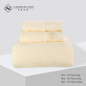 LA MAISON DE SASHA 32支纯棉加厚超强吸水男女家用三件套精梳绣花方巾毛巾浴巾套装