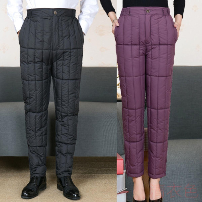 新款中老年羽绒棉裤男女保暖大码爸爸妈妈棉裤内外穿
