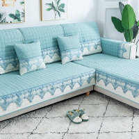 家柏饰(CORATED)四季通用防滑沙发垫坐垫子布艺全包萬能沙发套罩沙发盖布沙发巾 清婉青 90*90cm