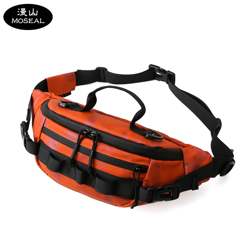 漫山 迷彩多功能腰包男女户外单肩斜挎包旅行登山运动包 MS-JC288-1 (个) 橘色