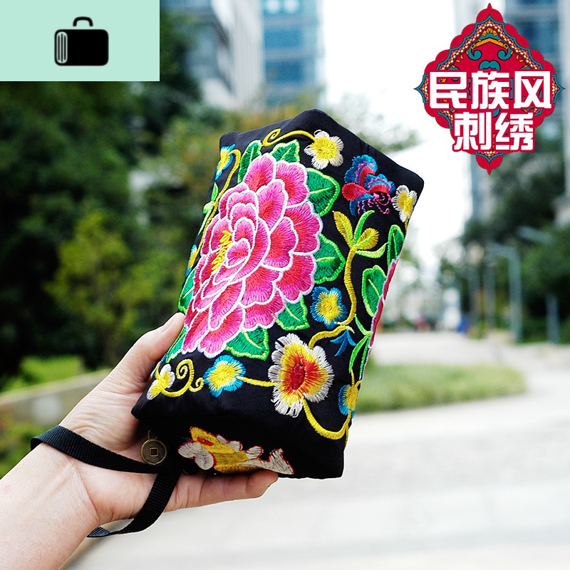 2020新款民族风绣花包包刺绣斜挎手机零钱包小包中老年女包手拿包NEW LAKE女手包