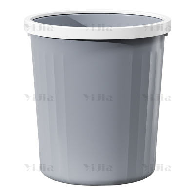 翌嘉YJ4022213塑料压圈垃圾篓客厅大容量无盖大口径垃圾桶 灰色大号12L