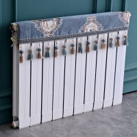 欧式暖气片罩装饰罩子布艺防尘套老式遮挡盖布遮挡帘保护套卫生 织羽蓝色 长度160cm*厚度10cm*高度(含穗)20cm