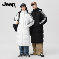 JEEP/吉普长款棉衣男士冬季外套2024新款潮流连帽情侣军大衣棉服F
