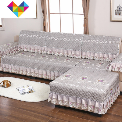 沙发垫四季通用防滑布艺1+2+3沙发垫套罩巾组合套装客厅萬能全盖花漾咖1人+3人+3人御蓝锦