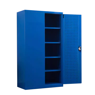 豪利特重型工具柜加厚物件工具储物柜工厂铁皮柜汽修厂零件收纳柜蓝色五层带挂板