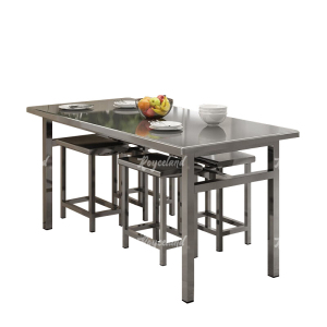 洛诗莲 (RoyceLand) 不锈钢餐桌椅学校食堂桌椅组合餐厅桌椅 1.4米餐桌4椅