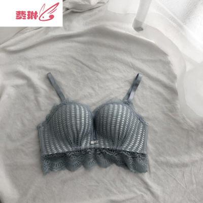 2020新款甜美花边蕾丝少女文胸内衣内裤套装加厚无钢圈聚拢胸罩费琳文胸套装