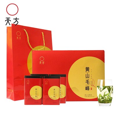 2021年新茶春茶安徽天方茶叶300g黄山毛峰绿茶春茶炒青绿茶茶礼盒高山毛峰茶