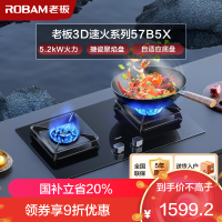 老板(ROBAM) 燃气灶5.2kW煤气灶 老板燃气灶 单灶具双眼灶 燃气灶嵌入式天然气灶57B5XT(57B6D同款)