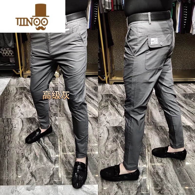 YANXU秋季新款男士修身直筒休闲百搭裤欧货商务帅气舒适男裤长裤小西裤