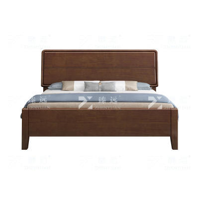 臻远 ZY4022901 实木床简约1.2米单人床 胡桃色