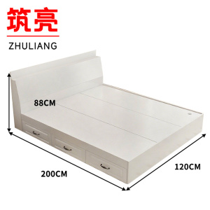 筑亮 家用床 120*200*88cm白色带抽款 张