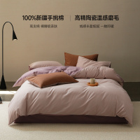 秋冬全棉磨毛四件套简约北欧100S长绒棉纯棉被套床单床笠床上用品