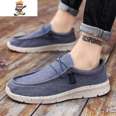 春季老北京布鞋男鞋46板鞋男47透气休闲鞋48特大码一脚蹬帆布鞋男闪潮