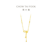 [品牌挚友陈星旭同款]周大福流苏星星双子星足金黄金项链计价(工费520元)EOF1865