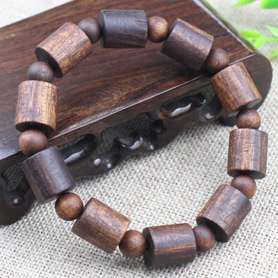 黑奇楠沉香木手串个性桶珠双宝珠手链木质文玩佛珠男女收藏老药香送女朋友老婆情人节七夕生日礼物