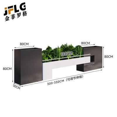 苏宁 金菲罗格 办公家具 户外镀锌板花箱防腐木坐凳座椅组合 花箱花槽300-330CM组合