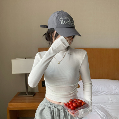 半高领打底衫女修身T恤秋季新款韩版内搭长袖短款学生上衣潮