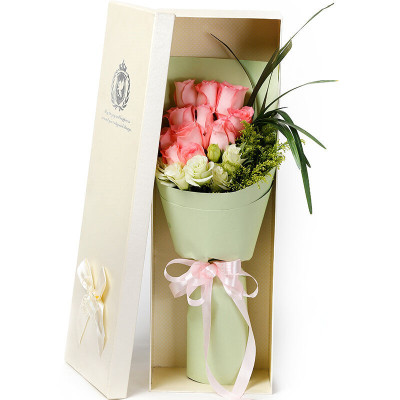 全国同城配送11枝粉玫瑰礼盒花束鲜花速递同城无锡合肥广州汕头惠州揭阳河源长沙武汉郑州石家庄成都西安昆明鲜花店圣诞节送花