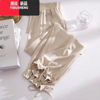 YIBUSHENG日系冰丝运动裤女季薄款垂感宽松束脚防蚊阔腿哈伦裤休闲灯笼裤