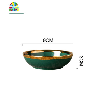 北欧餐具套装碗盘家用轻奢金边牛排盘陶瓷早餐碗碟套装组合创意 FENGHOU 绿金小汤勺