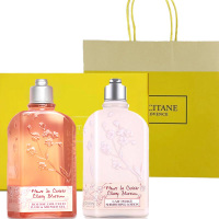欧舒丹洗护 2件套黄礼盒装 樱花沐浴露250ml+樱花身体乳250ml
