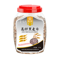 塞主粮 内蒙古绿色食品高纤黑麦片桶装 1000g 快速冲泡健康早餐营养美味