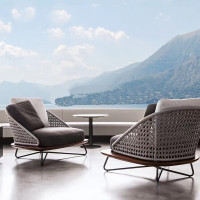 金菲罗格 北欧户外阳台茶几组合三件套休闲桌椅民宿沙发桌 2单人沙发+(大理石圆茶几)